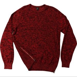 H&M Knit Sweater Red & Black with Side Zippers Size L NWOT